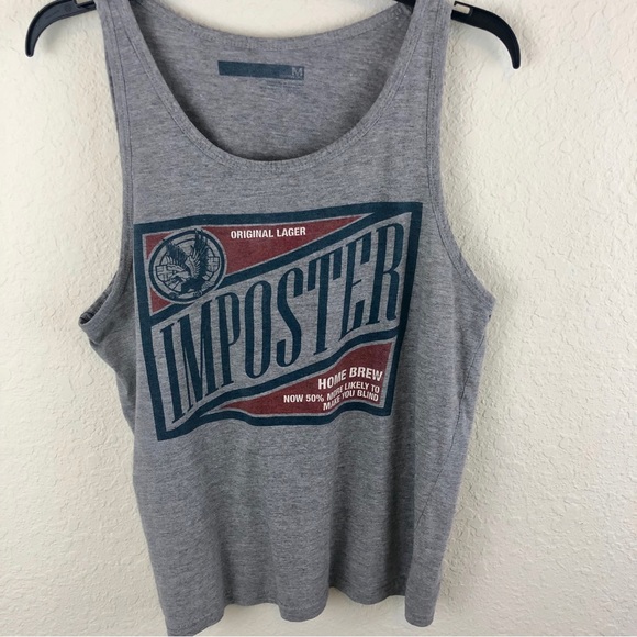 Unisex Imposter Beer Gray Tank Top - Picture 2 of 16